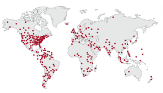World map showing where Wisdom for the Heart is heard.